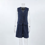 Sleeveless Waistcoat Vest & Shorts Set - Clothing