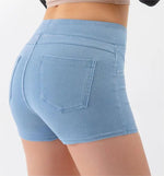 Denim Yoga Shorts Women's High Waist Slimming Hip Raise Stretch Workout Pants Running Sports Outerwear Casual Shorts - Quality Home Clothing| Beauty