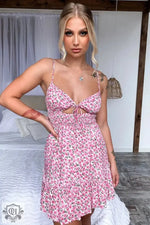 Spring Summer Small Floral Print Strapless Sexy Strap Short Dress - Quality Home Clothing| Beauty