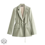 Solid Belted Blazer & Straight Shorts - Clothing