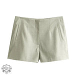 Solid Belted Blazer & Straight Shorts - XS / Shorts - Clothing