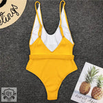 Solid Belted One piece Swimsuit - QH Clothing