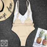 Solid Belted One piece Swimsuit - QH Clothing