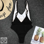 Solid Belted One piece Swimsuit - QH Clothing