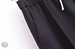 Solid Polyester Casual Tie Waist Trousers - QH Clothing