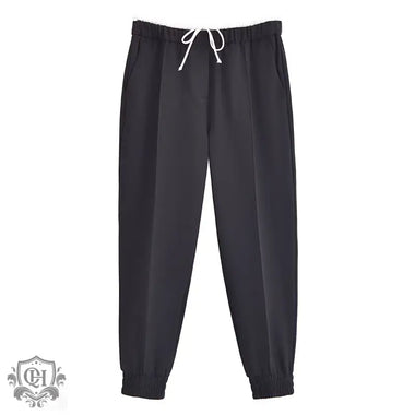 Solid Polyester Casual Tie Waist Trousers - QH Clothing