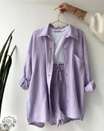 Spring Summer Casual Solid Color Shirt Shorts Two Piece Set Women - Quality Home Clothing| Beauty