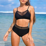 Solid Color Sling Split Mesh Split Swimsuit - Quality Home Clothing| Beauty