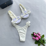 Solid Color 3D Floral Bikini - QH Clothing