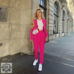 Solid Colour Blazer & Trousers Set - Clothing