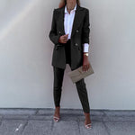 Solid Colour Blazer & Trousers Set - Clothing