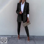 Solid Colour Blazer & Trousers Set - Clothing