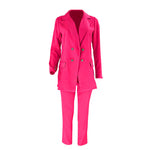 Solid Colour Blazer & Trousers Set - Clothing