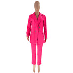 Solid Colour Blazer & Trousers Set - Clothing