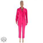 Solid Colour Blazer & Trousers Set - Clothing