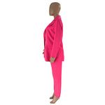 Solid Colour Blazer & Trousers Set - Clothing