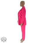 Solid Colour Blazer & Trousers Set - Clothing