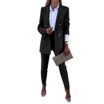 Solid Colour Blazer & Trousers Set - S / Black - Clothing