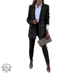 Solid Colour Blazer & Trousers Set - S / Black - Clothing