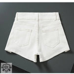 High Waist White Denim Shorts - QH Clothing