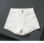 High Waist White Denim Shorts - QH Clothing