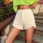 High Waist White Denim Shorts - QH Clothing