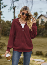 Solid Colour Hooded Loose Sweater Coat - QH Clothing