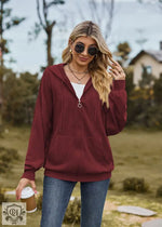 Solid Colour Hooded Loose Sweater Coat - QH Clothing