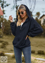 Solid Colour Hooded Loose Sweater Coat - QH Clothing