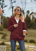 Solid Colour Hooded Loose Sweater Coat - QH Clothing