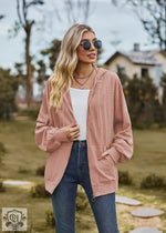 Solid Colour Hooded Loose Sweater Coat - QH Clothing