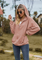 Solid Colour Hooded Loose Sweater Coat - QH Clothing