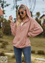 Solid Colour Hooded Loose Sweater Coat - QH Clothing