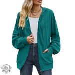 Solid Colour Hooded Loose Sweater Coat - QH Clothing