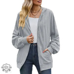 Solid Colour Hooded Loose Sweater Coat - QH Clothing