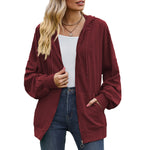 Solid Colour Hooded Loose Sweater Coat - QH Clothing