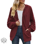 Solid Colour Hooded Loose Sweater Coat - QH Clothing