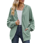 Solid Colour Hooded Loose Sweater Coat - QH Clothing