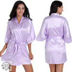 Ladies Robe Artificial Silk Satin Kimono Gown Glossy Solid Color Thin Cardigan Gown Summer Sexy Short Bathrobe - Quality Home Clothing| Beauty