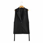 Solid Colour Side Split Vest - S / Black - Clothing