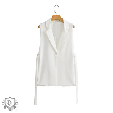 Solid Colour Side Split Vest - Clothing