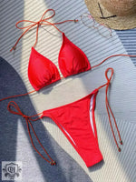 Solid Color Rope Bikini Swimsuit - QH Clothing