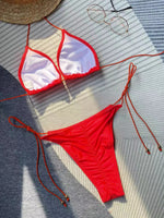 Solid Color Rope Bikini Swimsuit - QH Clothing