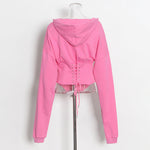 Optional Solid Color Waist Tied Hoodie - QH Clothing