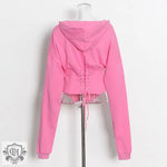 Optional Solid Color Waist Tied Hoodie - QH Clothing