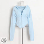 Optional Solid Color Waist Tied Hoodie - QH Clothing