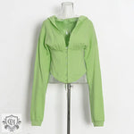 Optional Solid Color Waist Tied Hoodie - QH Clothing