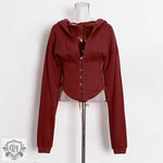 Optional Solid Color Waist Tied Hoodie - QH Clothing