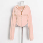 Optional Solid Color Waist Tied Hoodie - QH Clothing