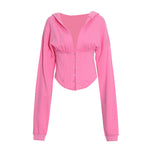 Optional Solid Color Waist Tied Hoodie - QH Clothing